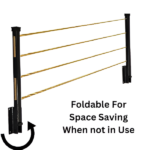 Foldable Wall Mounted Cloth Drying Stand | Heavy Duty Space Saving Laundry Hanger with Free Rope