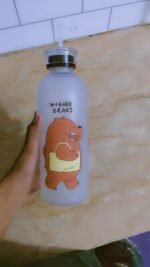 We Bare Bears Panda Water Bottle 1000ml – Cartoon Straw Bottle with Dual Caps - Image 5