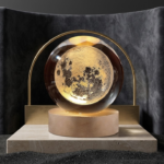 3D Crystal Ball Moon Night Light with LED Wooden Base | USB Powered Decorative Lamp - Image 2
