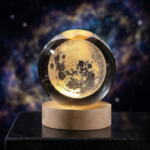 3D Crystal Ball Moon Night Light with LED Wooden Base | USB Powered Decorative Lamp - Image 4