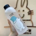We Bare Bears Panda Water Bottle 1000ml – Cartoon Straw Bottle with Dual Caps - Image 2