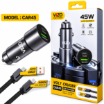 Vizo Car45 45W Fast Charging Car Charger with 4-in-1 Cable